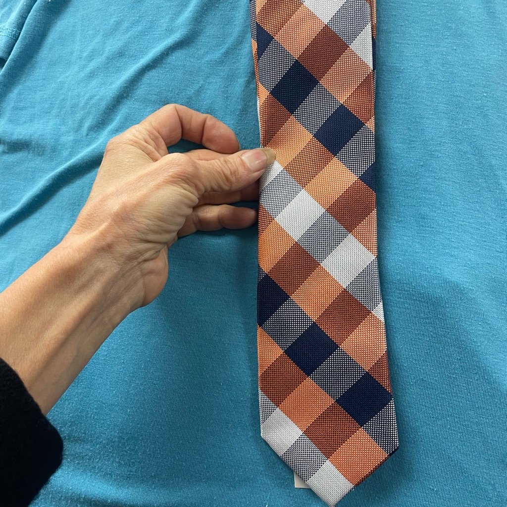 Vanheusen Navy, Orange And White Necktie